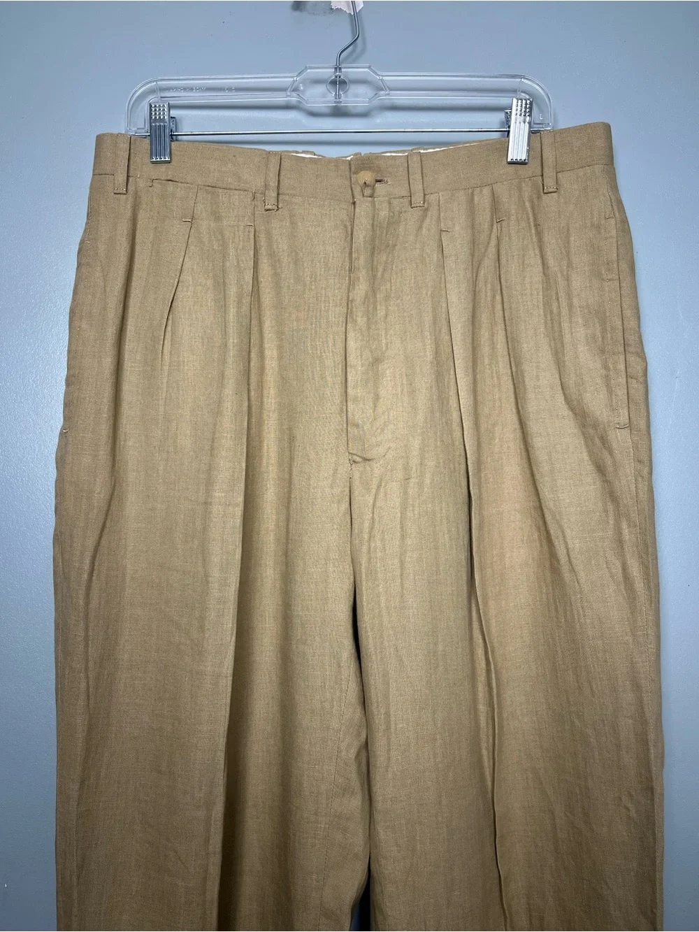 Giuliva Heritage Men’s Umberto Linen Straight Leg Trousers Pants IT 48 Size 32